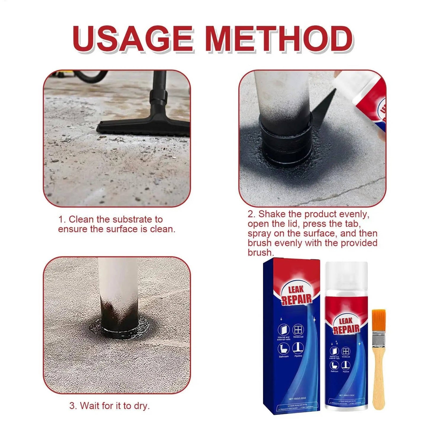 Waterproof Leak Repair Sealant Spray 2-Pack