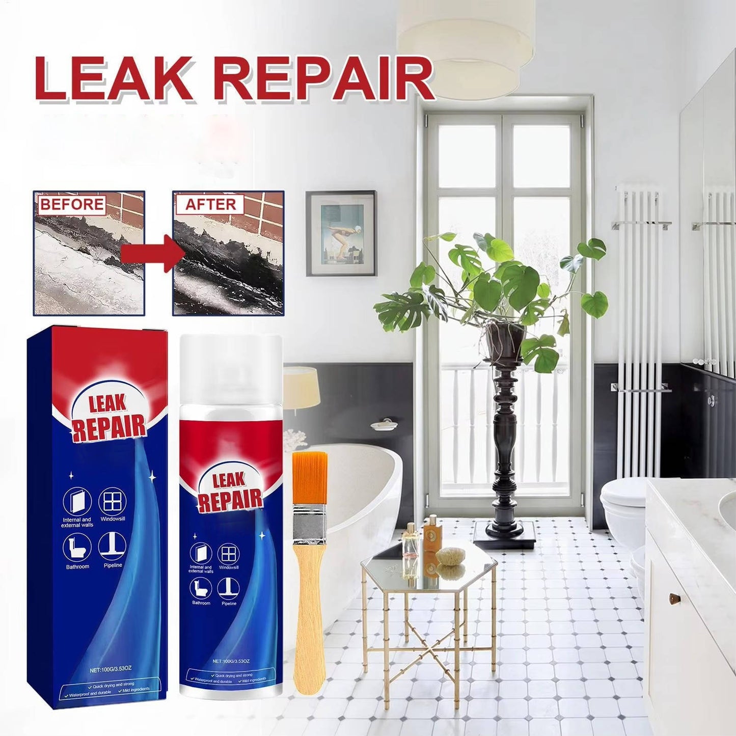 Waterproof Leak Repair Sealant Spray 2-Pack