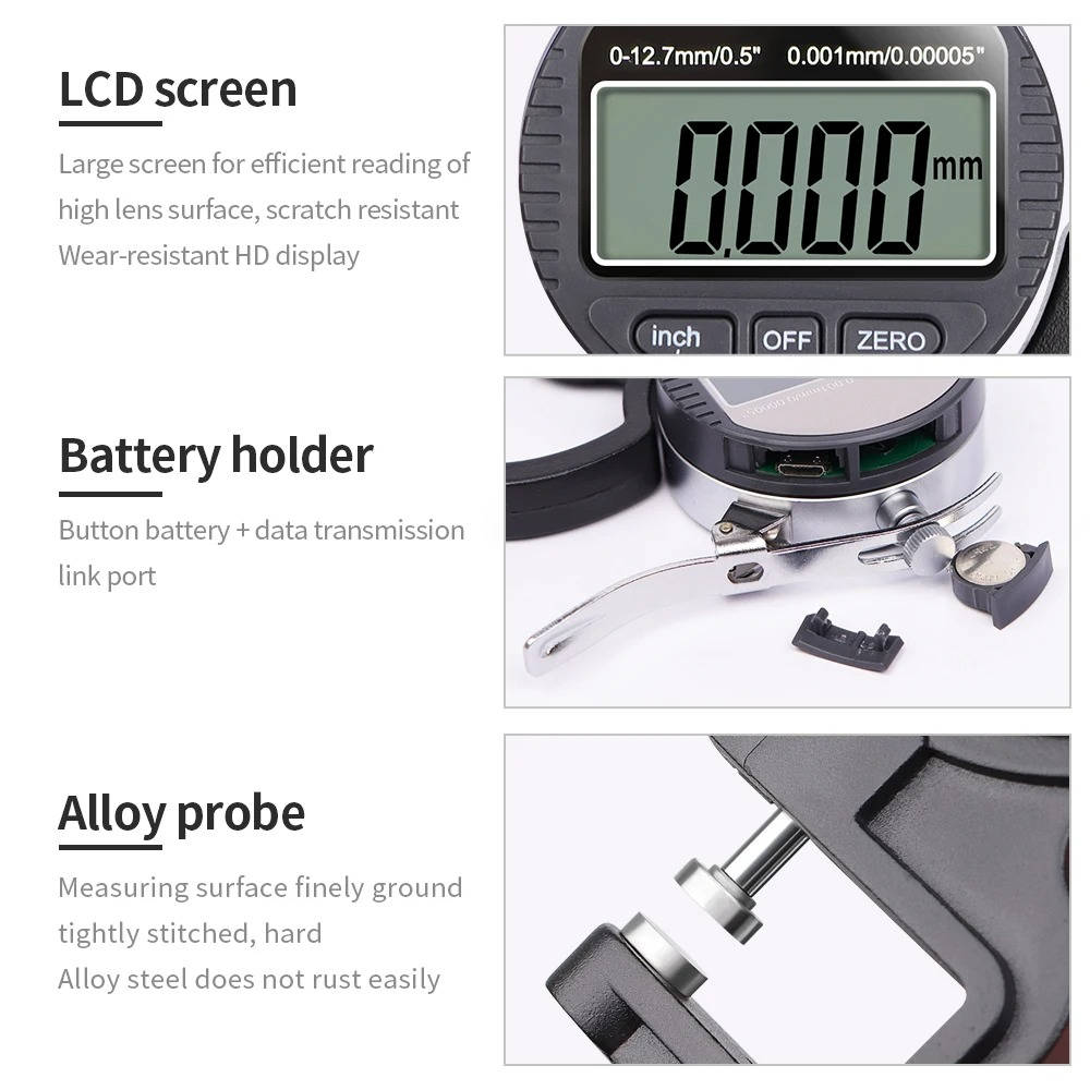 Digital Thickness Gauge for Metal, Paper & Fabric