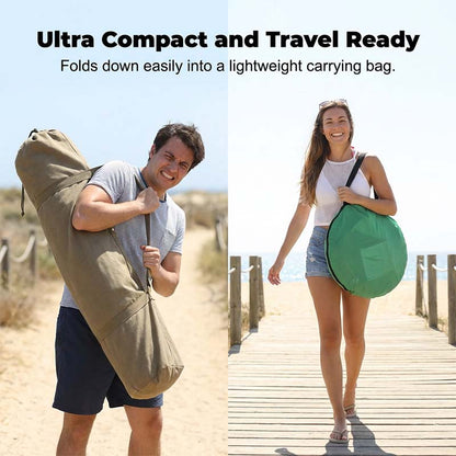 Pop-up beach tent with UV protection – sets up instantly in 1 second