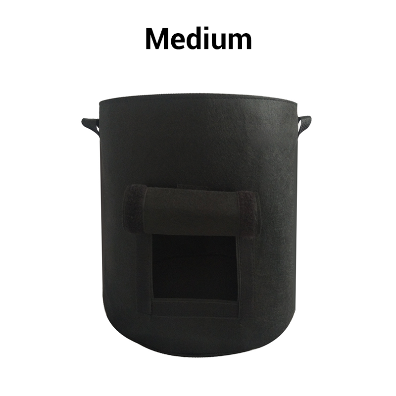 Potato planting bag with harvest window