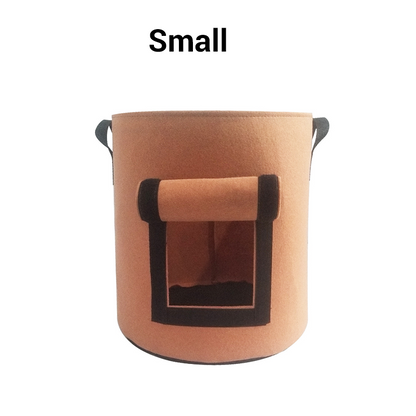 Potato planting bag with harvest window