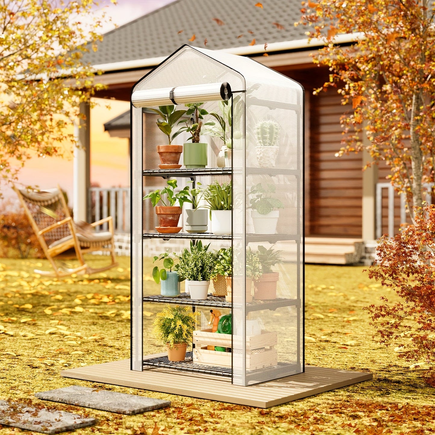 Portable Tomato Greenhouse - Rolling Plant Shelves