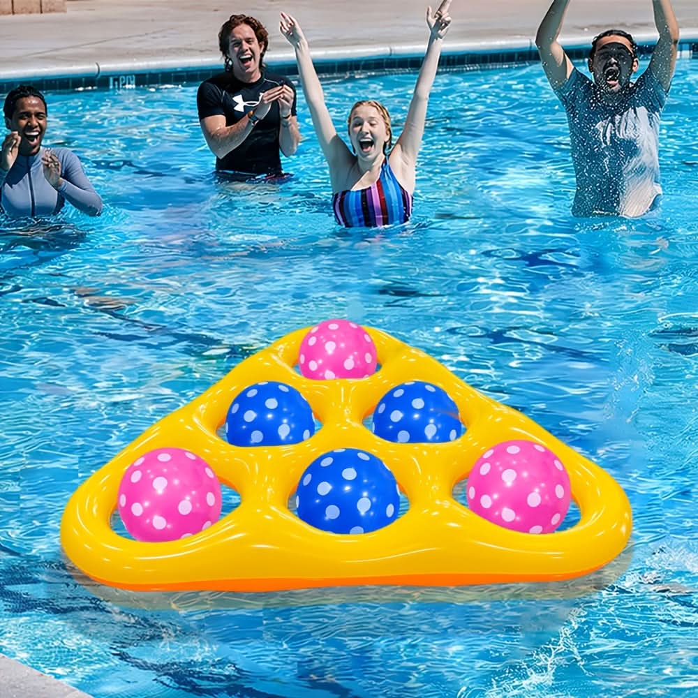 Inflatable triangle pool throw game with six balls – image 4