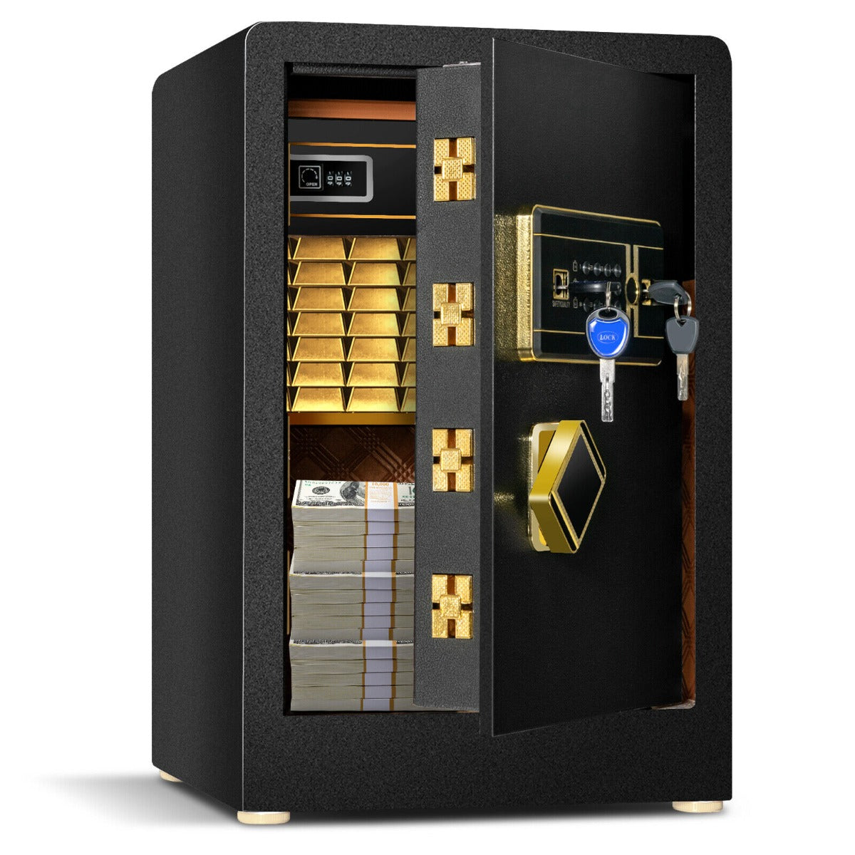 Electronic Safe Box - 36 x 31 x 41 cm, 3 Ways to Open, for Cash and Jewelry Storage - Perfect for Depositing Valuables Securely