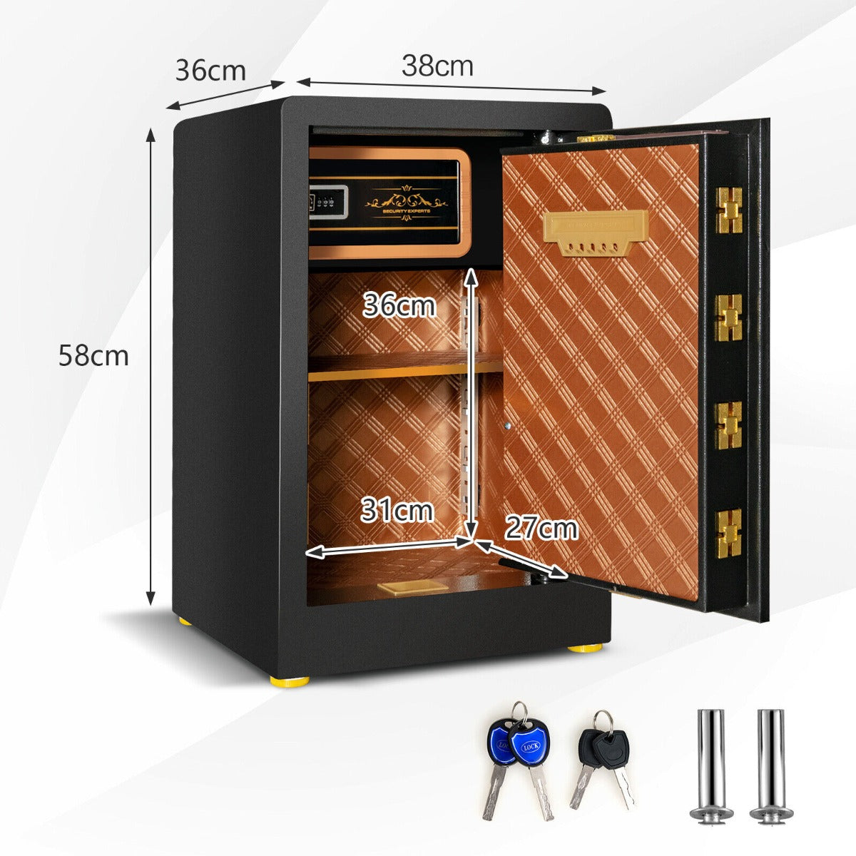 Electronic Safe Box - 36 x 31 x 41 cm, 3 Ways to Open, for Cash and Jewelry Storage - Perfect for Depositing Valuables Securely