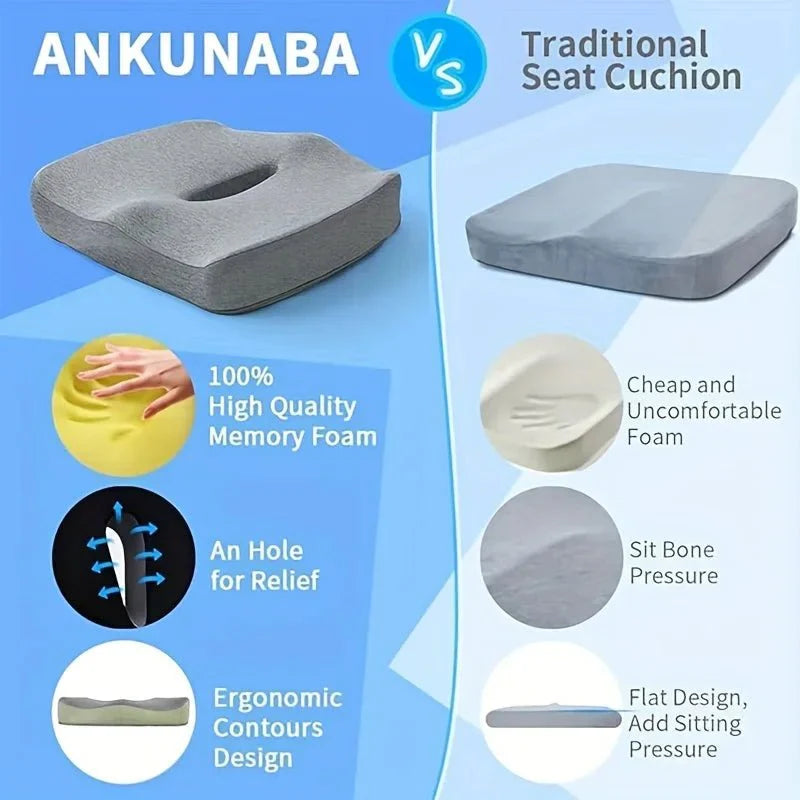 Ergonomic Memory Foam Seat Cushion with Lumbar Support