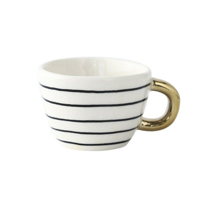 Geometric Pattern Mug with Gold Handle Coffee Cup