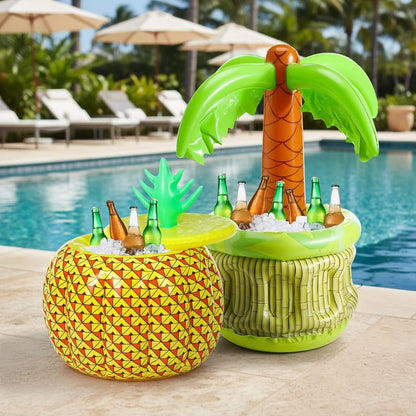 Inflatable pineapple and palm tree drink cooler set – image 1