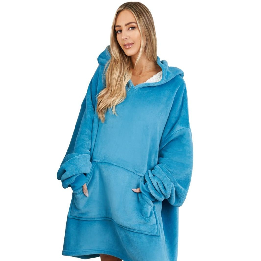 Oversized Hoodie Blanket - Plush Sherpa Lining