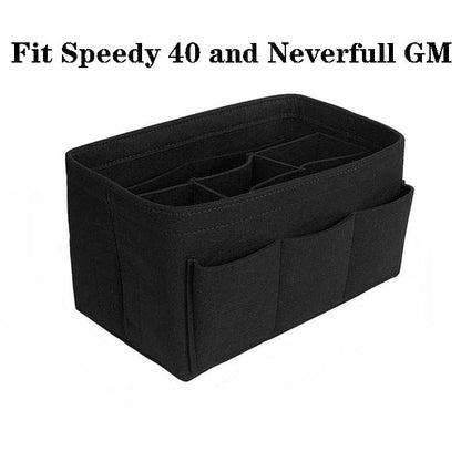 13-Compartment Felt Handbag Organiser Insert with Zip Pocket