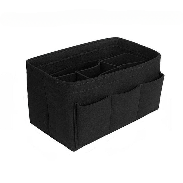 13-Compartment Felt Handbag Organiser Insert with Zip Pocket