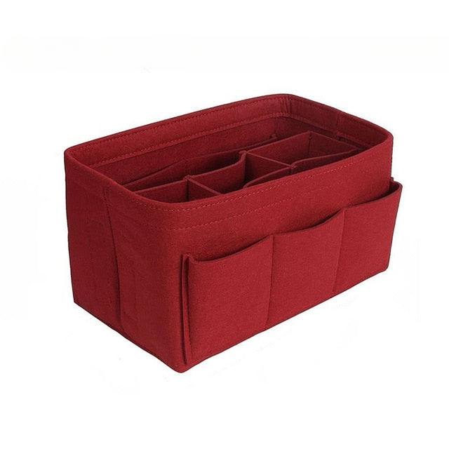 13-Compartment Felt Handbag Organiser Insert with Zip Pocket