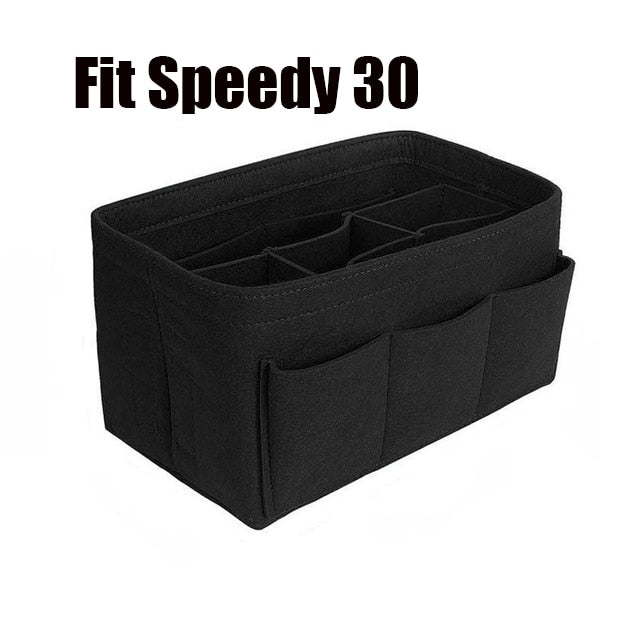 13-Compartment Felt Handbag Organiser Insert with Zip Pocket