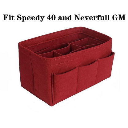 13-Compartment Felt Handbag Organiser Insert with Zip Pocket