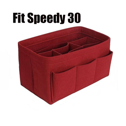 13-Compartment Felt Handbag Organiser Insert with Zip Pocket