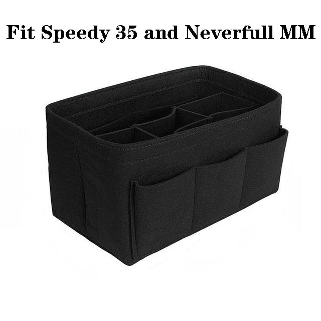 13-Compartment Felt Handbag Organiser Insert with Zip Pocket