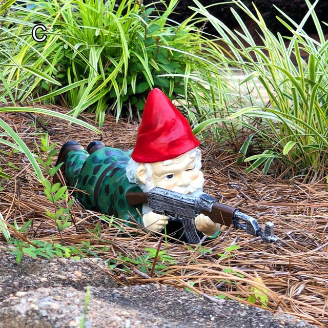 Army Gnome Garden Statue - Outdoor Lawn Decor