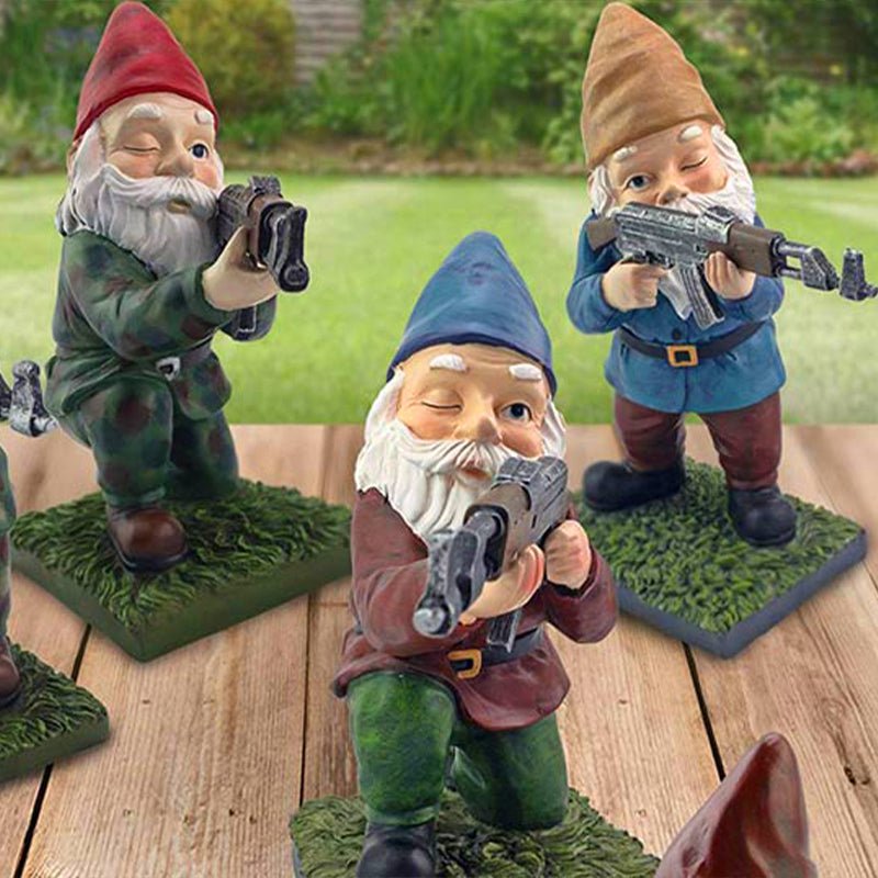 Army Gnome Garden Statue - Outdoor Lawn Decor