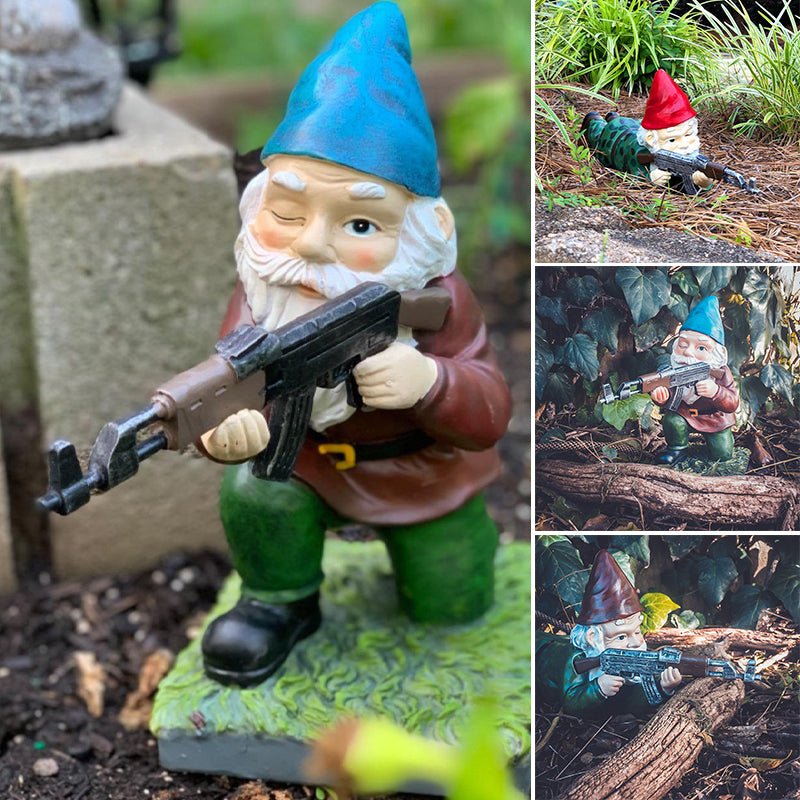 Army Gnome Garden Statue - Outdoor Lawn Decor