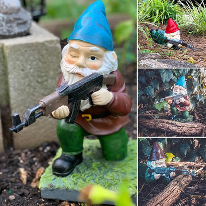 Army Gnome Garden Statue - Outdoor Lawn Decor