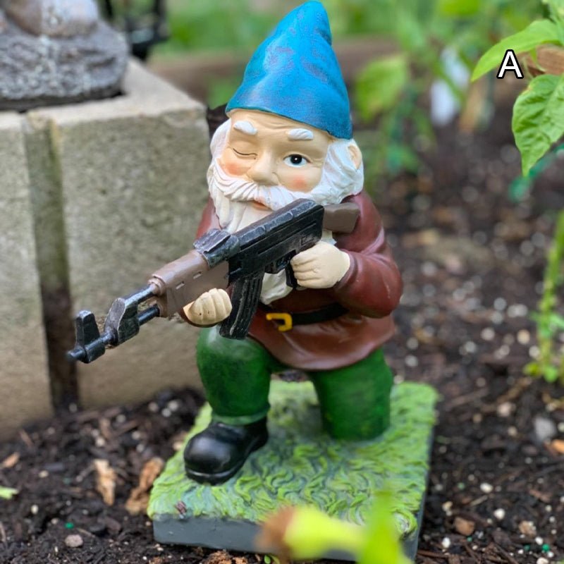 Army Gnome Garden Statue - Outdoor Lawn Decor