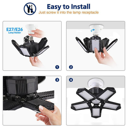 LED Garage Ceiling Light - 5 Adjustable Panels