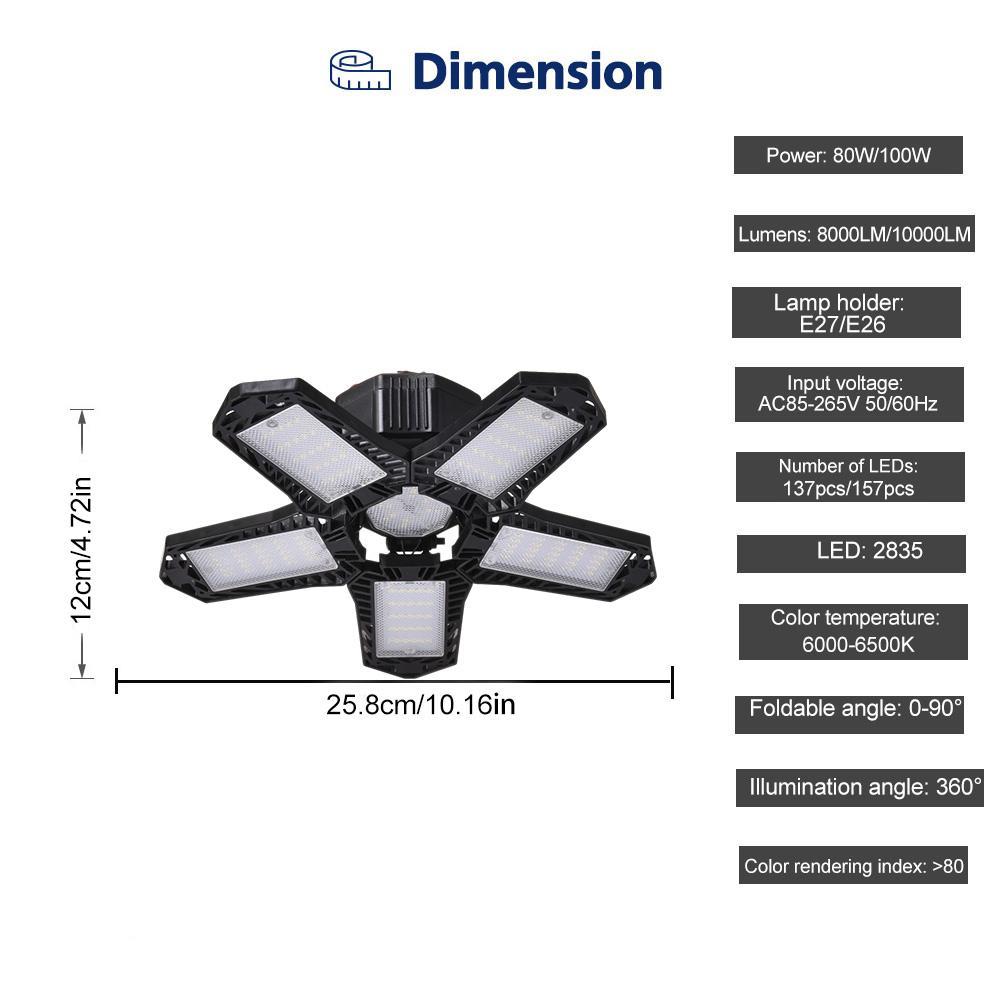 LED Garage Ceiling Light - 5 Adjustable Panels