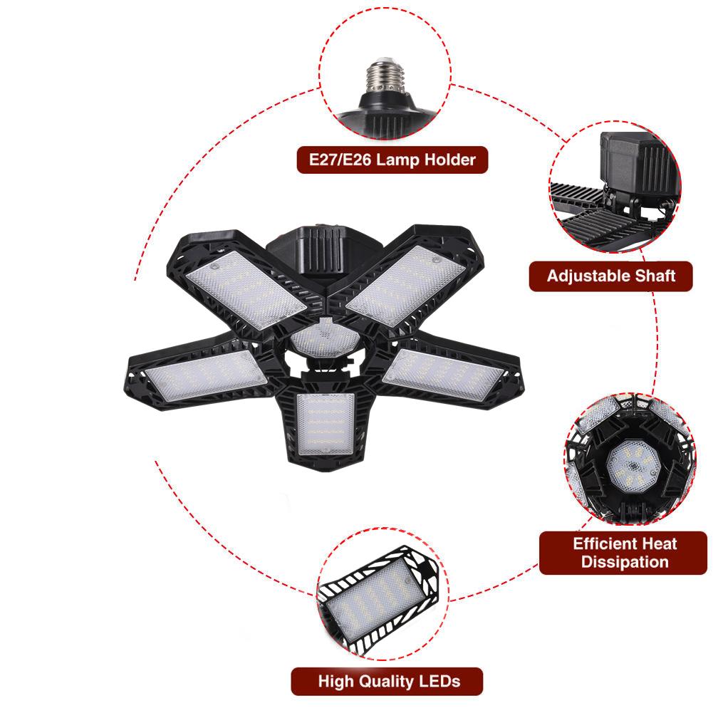 LED Garage Ceiling Light - 5 Adjustable Panels