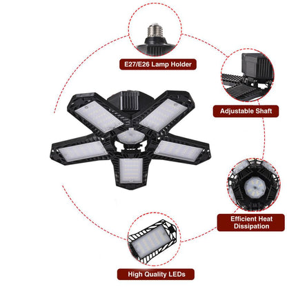 LED Garage Ceiling Light - 5 Adjustable Panels
