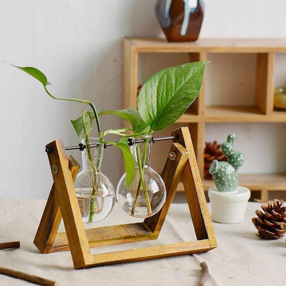 Glass Terrarium Plant Vase – Wooden Frame Planter