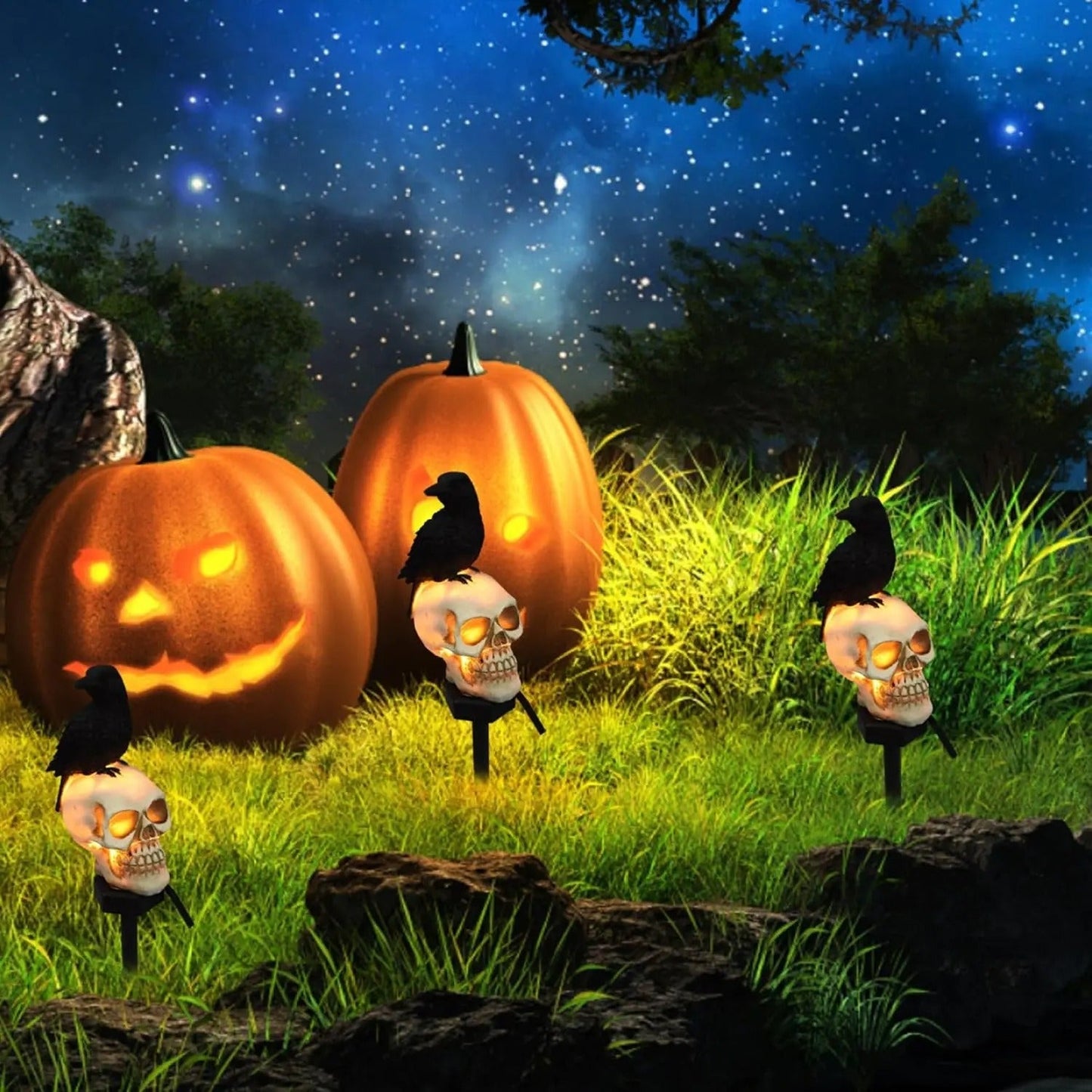 Solar Raven Halloween Pathway Lights – Outdoor Decor