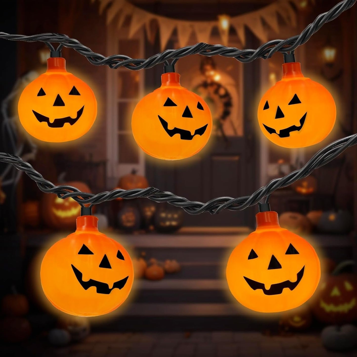 Halloween Pumpkin String Lights – LED Party Decor