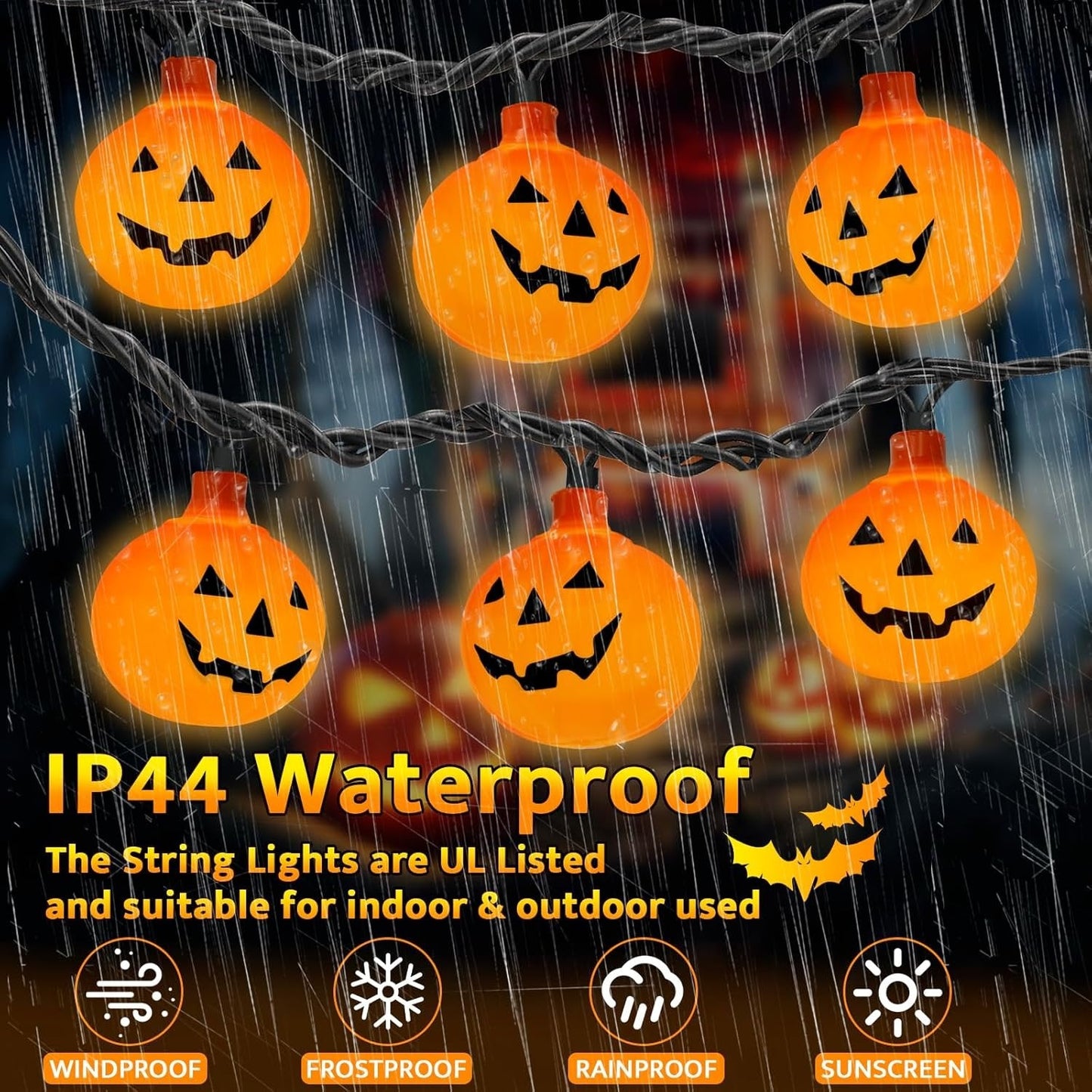 Halloween Pumpkin String Lights – LED Party Decor