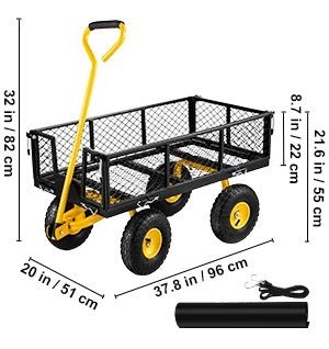 Heavy Duty Garden Cart – Steel Wagon Flatbed