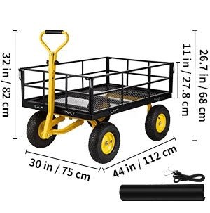 Heavy Duty Garden Cart – Steel Wagon Flatbed