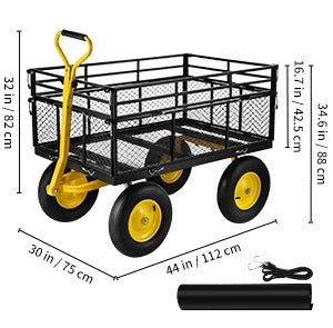 Heavy Duty Garden Cart – Steel Wagon Flatbed