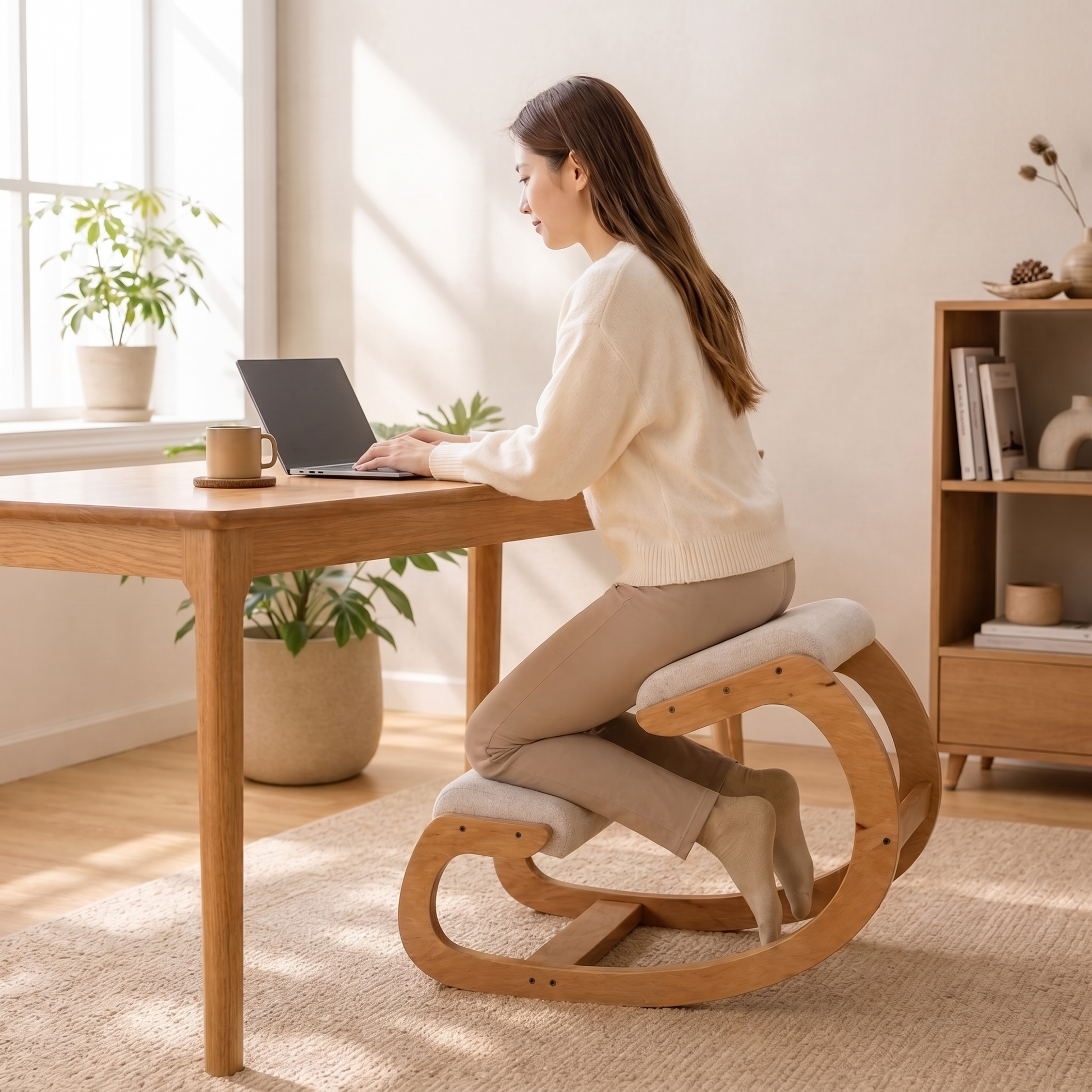 Scandinavian Kneeling Chair – Forward-Tilting Ergonomic Seat