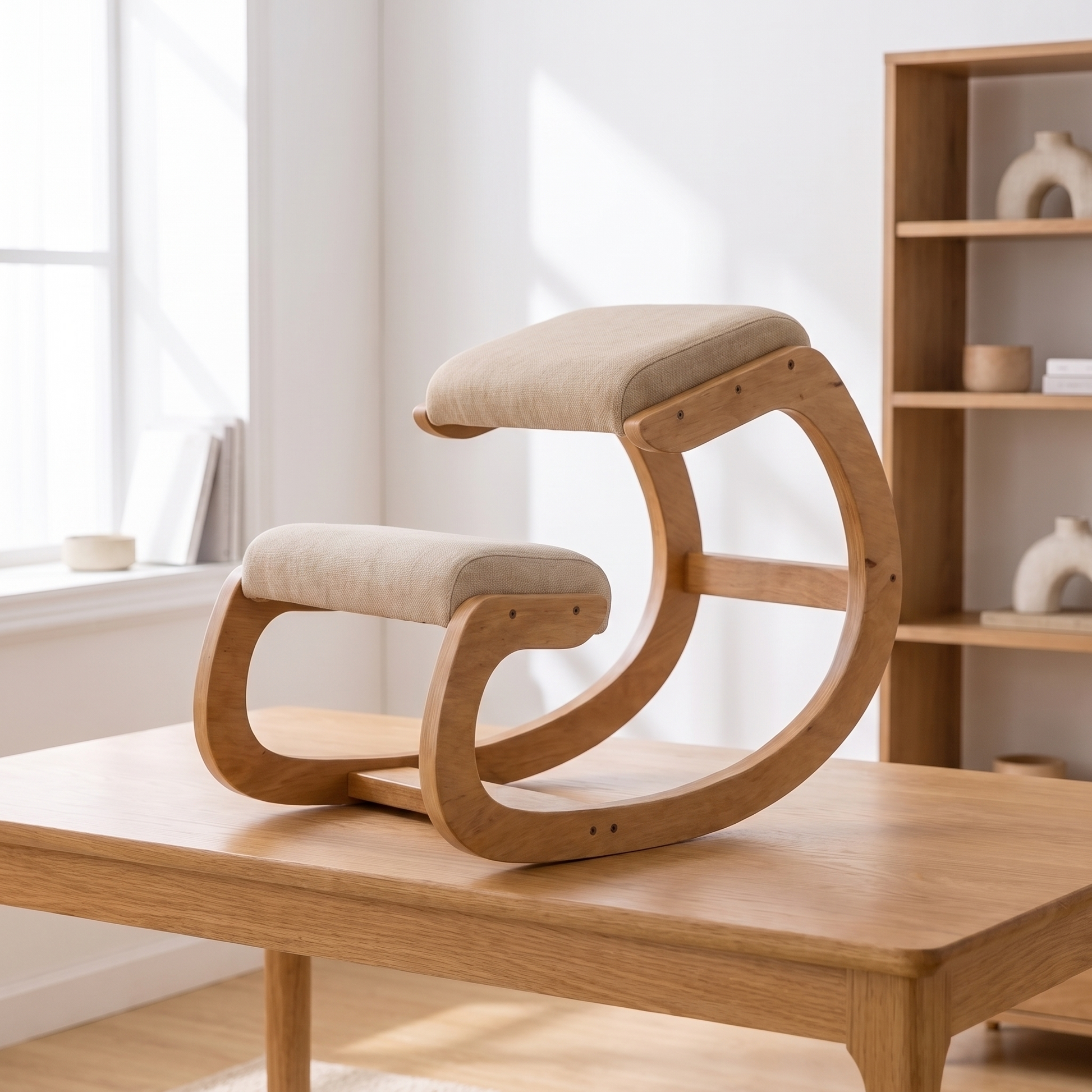 Scandinavian Kneeling Chair – Forward-Tilting Ergonomic Seat