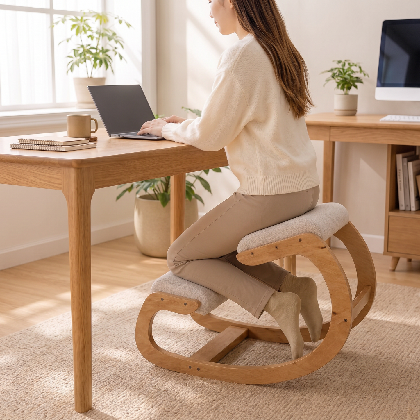 Scandinavian Kneeling Chair – Forward-Tilting Ergonomic Seat