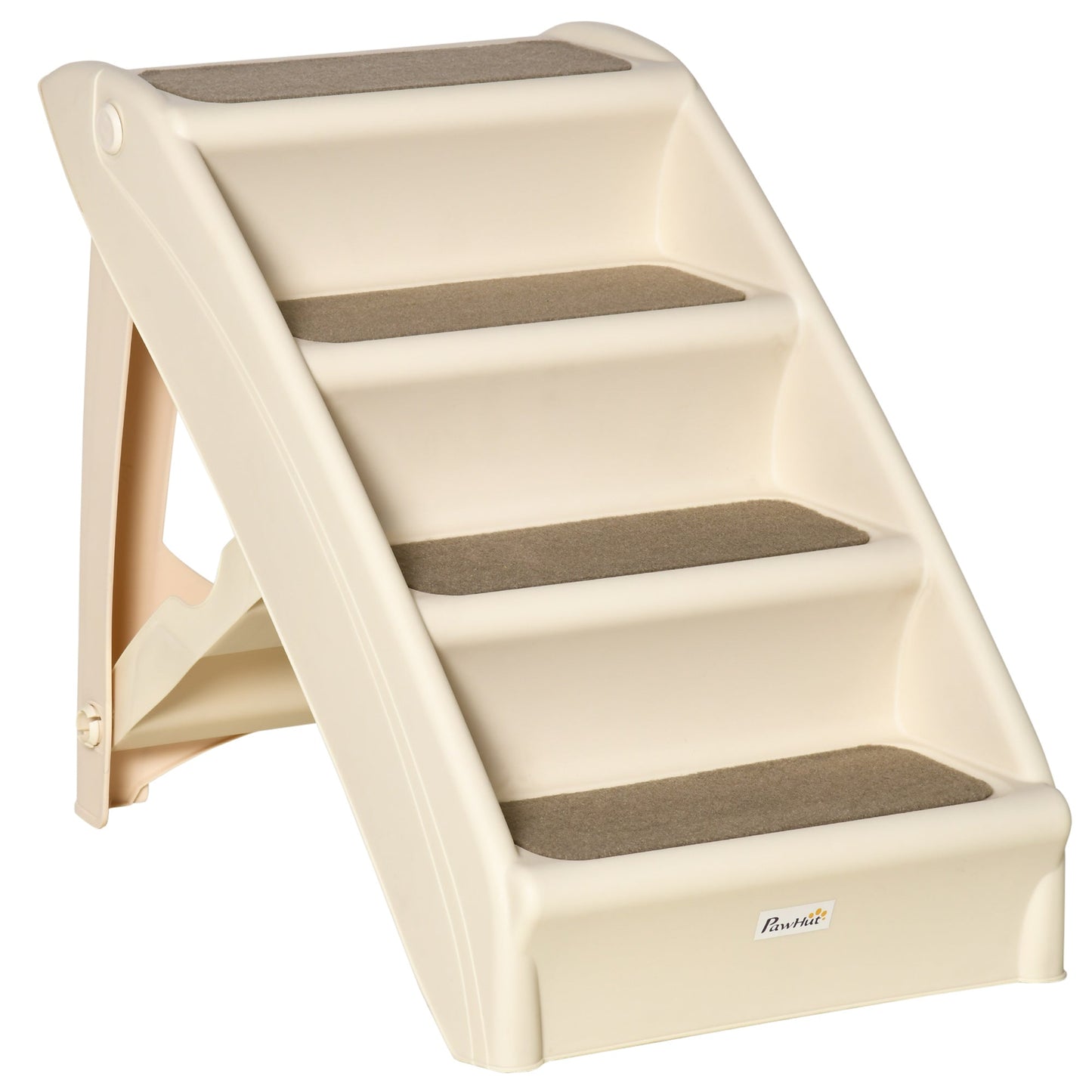 4-Step Foldable Pet Stairs with Non-Slip Mats – Beige