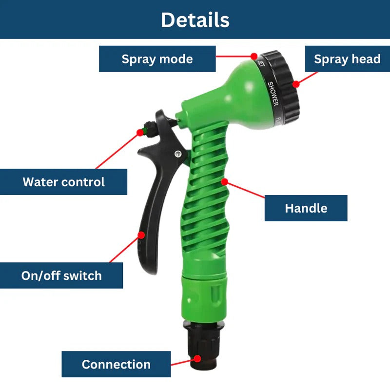Flexible Expandable Garden Hose with Spray Nozzle