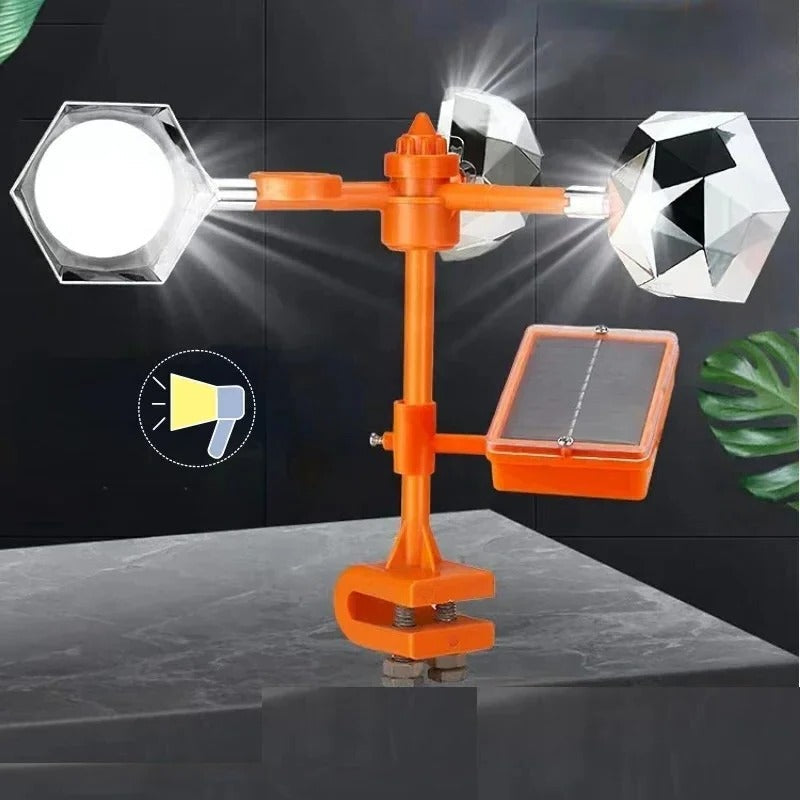 Reflective Solar Bird Deterrent with Ultrasonic and Light Defense