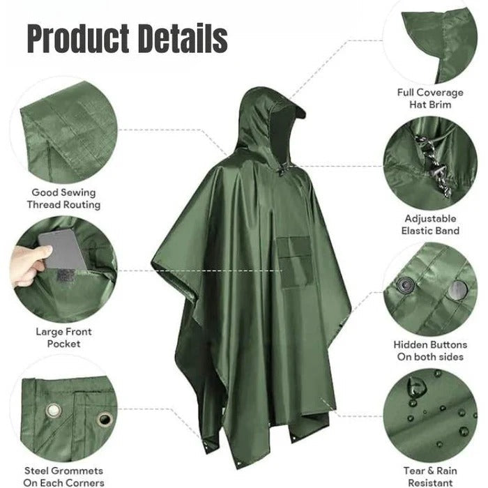 Waterproof Rain Poncho for Outdoor Activities