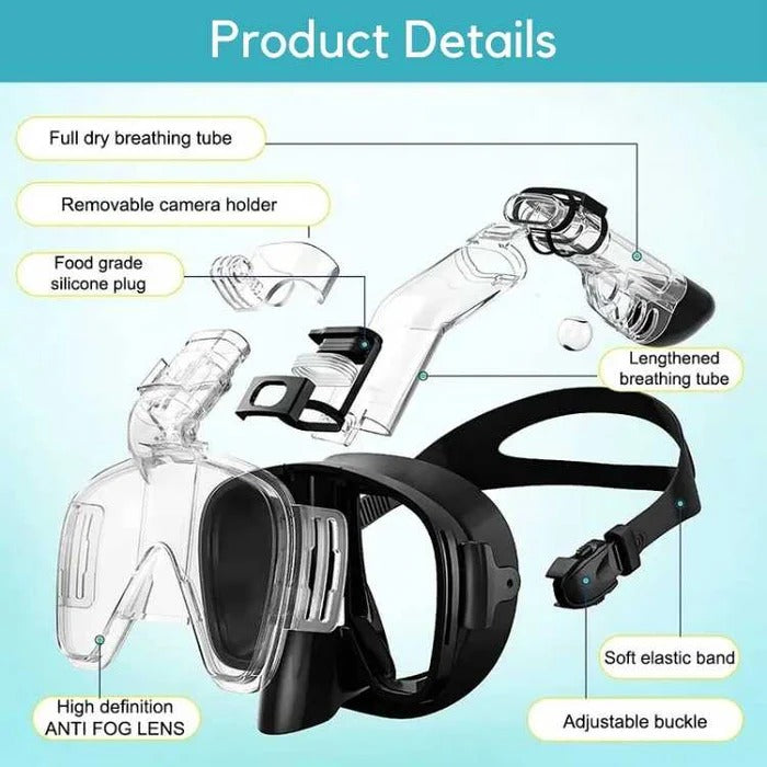 Full Face Snorkeling Mask with Dry Top