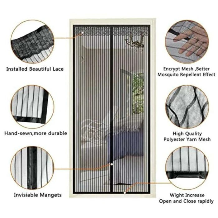 Magnetic Mesh Screen Door with Auto Closure