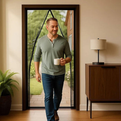 Magnetic Mesh Screen Door with Auto Closure