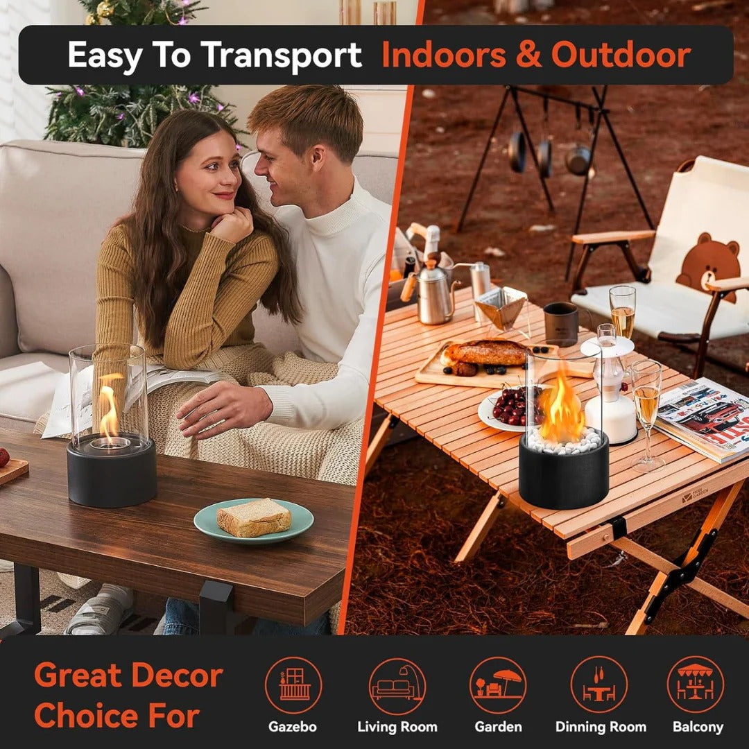 Portable Glass Tabletop Fire Pit Fireplace