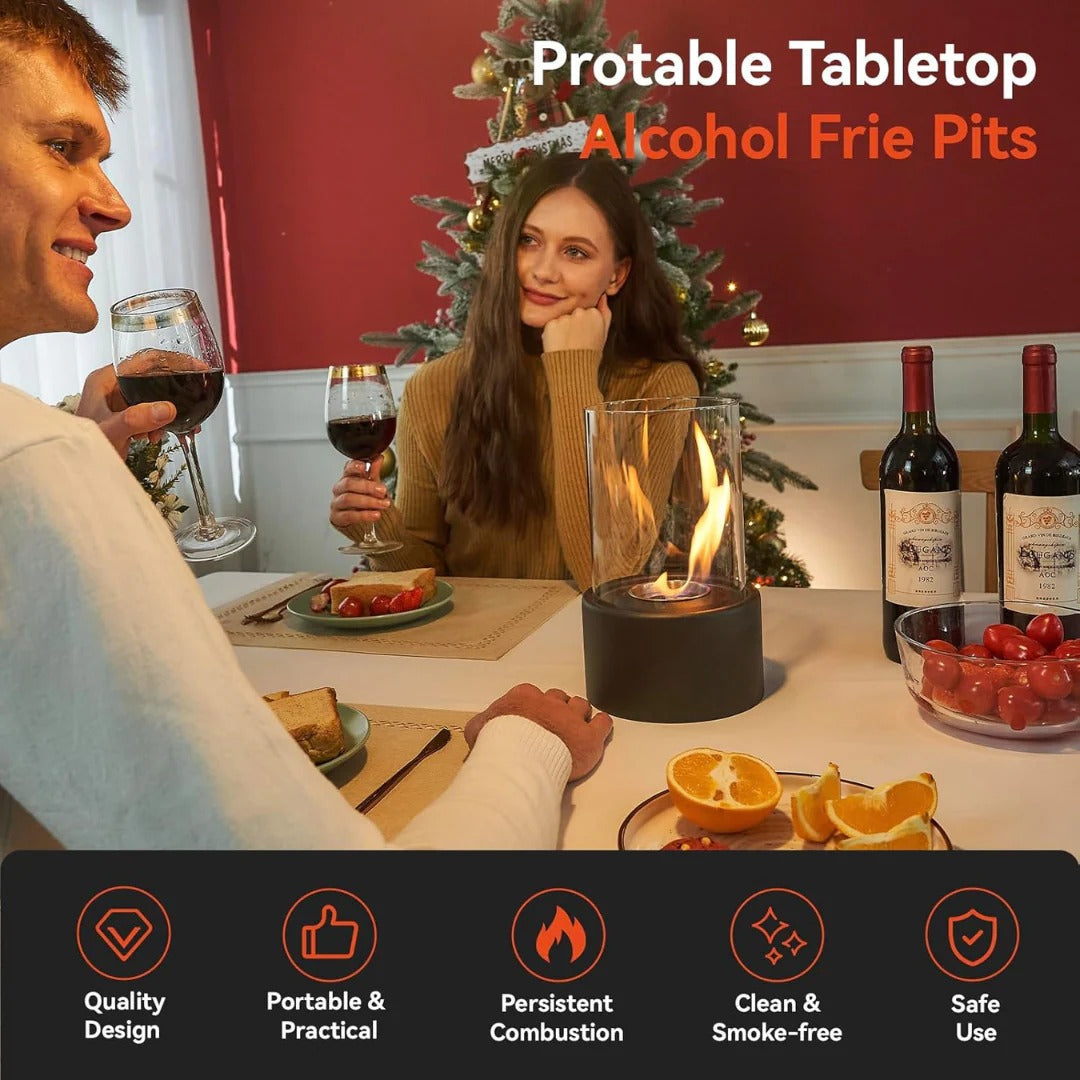 Portable Glass Tabletop Fire Pit Fireplace