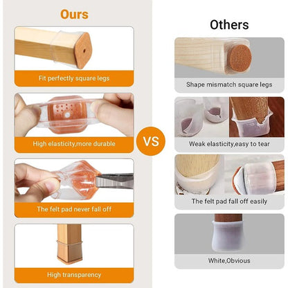 Square Silicone Chair Leg Floor Protectors